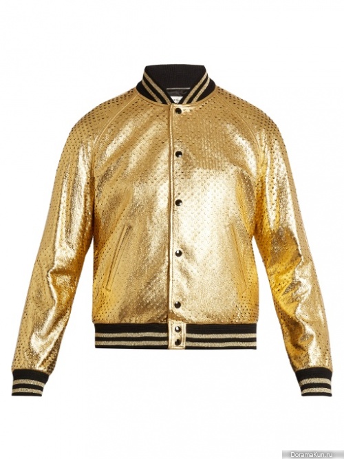 Saint Laurent metallic perforated leather bomber