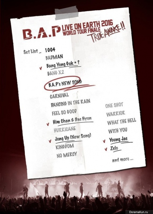 time-table B.A.P LIVE ON EARTH 2016
