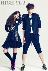 Lee Jong Suk and f(x)'s Krystal для High Cut Vol. 75