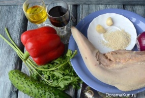 Salad with tongue and vegetables