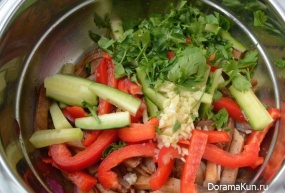 Salad with tongue and vegetables