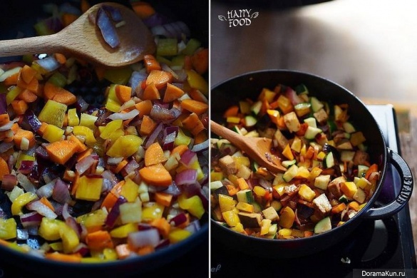 Острый рис с овощами и карри
